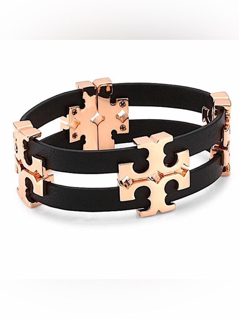 Tory Burch Serif-T Stacked Bracelet - Gold/Black - NWT